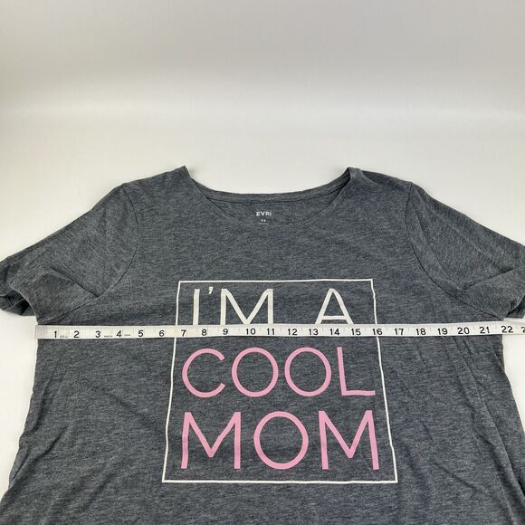 EVRI Cool Mom Graphic Tshirt Plus Size Tee Top Short Sleeve Gray Pink White 0X - Picture 5 of 8